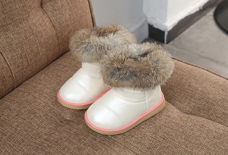 Mudipanda/Детские теплые кожаные короткие ботинки для малышей; детские резиновые сапоги для девочек; зимние Утепленные плюшевые сапоги