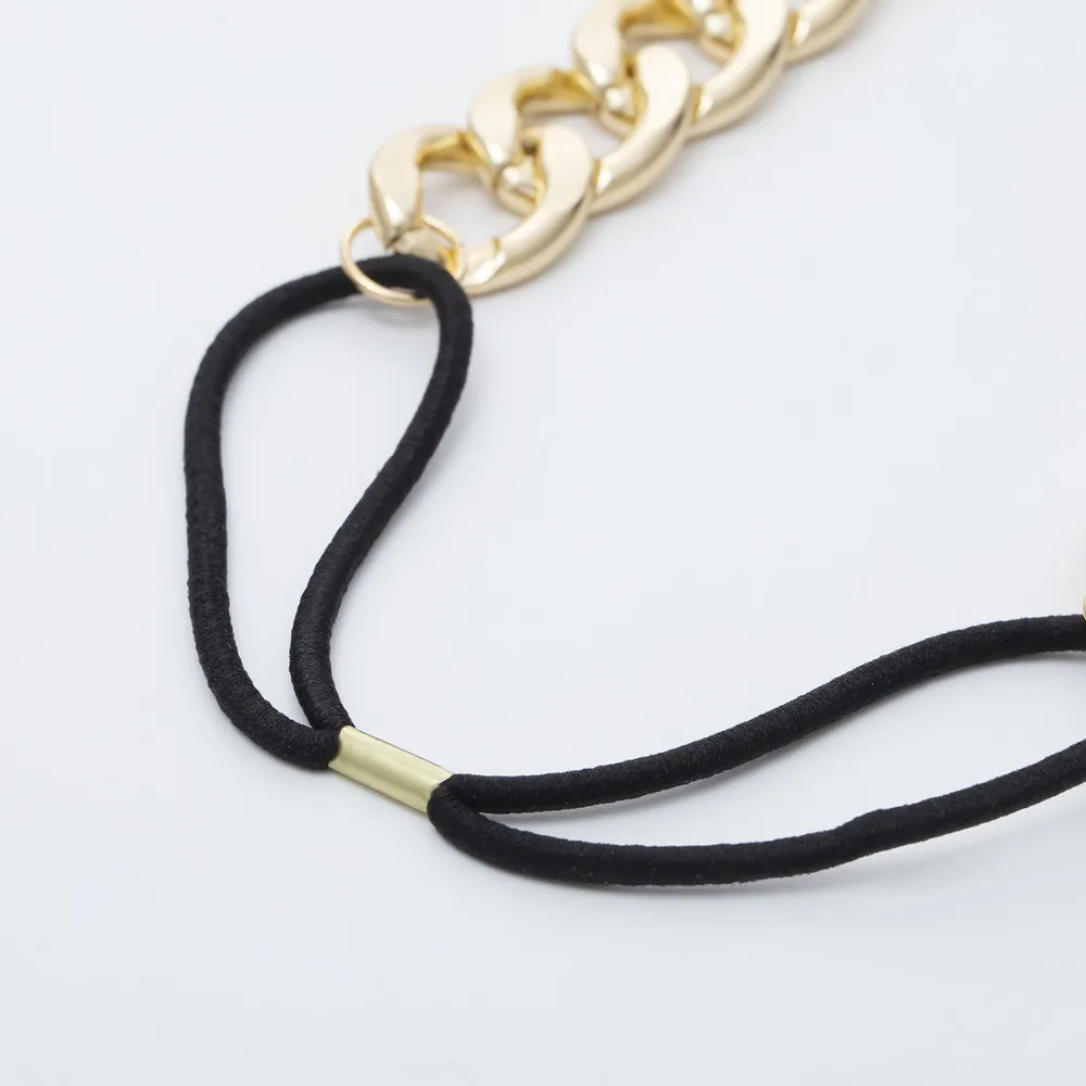 Levao Boho Ретро золотая металлическая толстая цепочка для волос повязка для женщин эластичная веревка головная повязка Панк нарядная лента для волос Свадебные украшения для волос