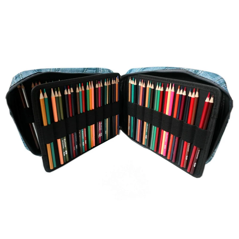 Large Capacity Coloured Pencils Case for 150 Pencils Pen Markers Multi-Layer Pen Holder Bag for Stationery Organization School A
