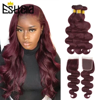 

Colored Bundles And Closure Brazilian Human Hair Weave Bundles 100% Human Hair Remy Closure And Bundles Body Wave Hair Extension