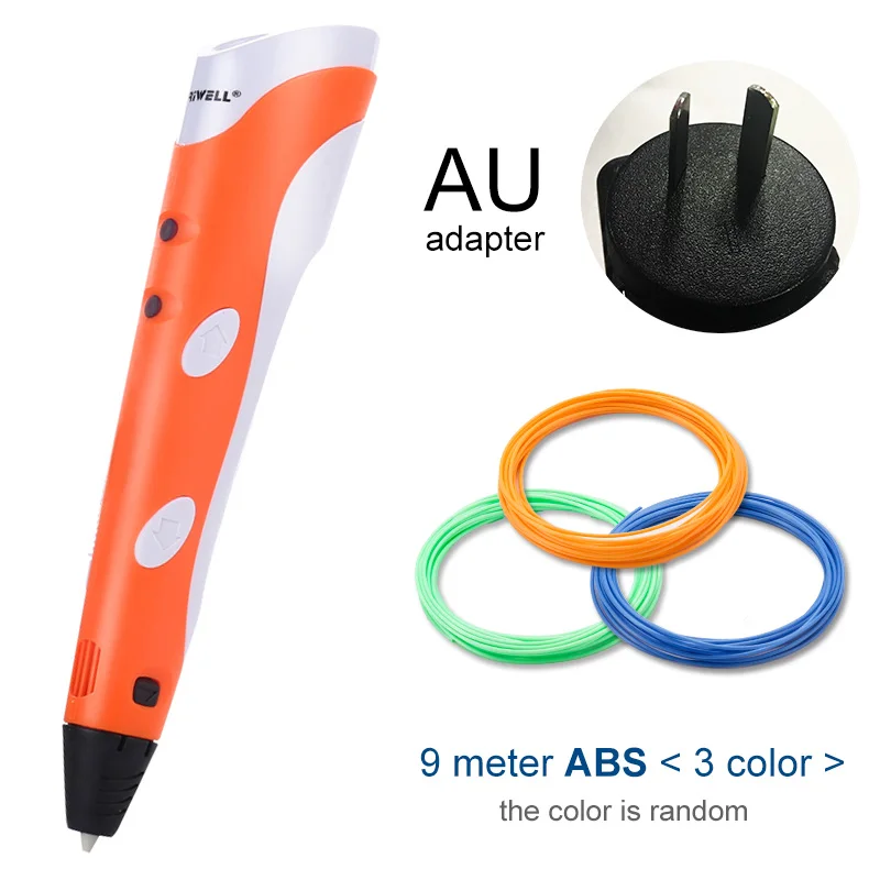 Orange AU Myriwell 3D печати Ручки 1,75 мм ABS Smart 3D ручка с нити для детей развивающая серия хобби игрушки - Цвет: Orange AU