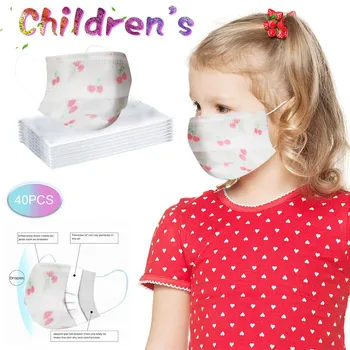 

40PCS Disposable Face Mask 5Ply Ear Loop Children's Printed Disposable Masks In Stock Facemask Disposable Christmas Halloween