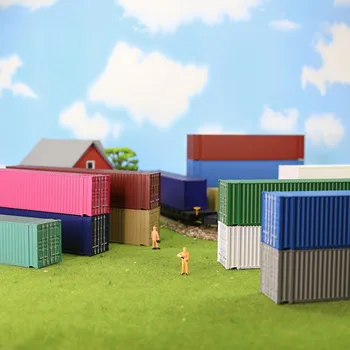 9pcs HO Scale 1:87 Blank 45' Shipping Containers 45ft Pure Color Ribbed Side Container Cargo Box C8745