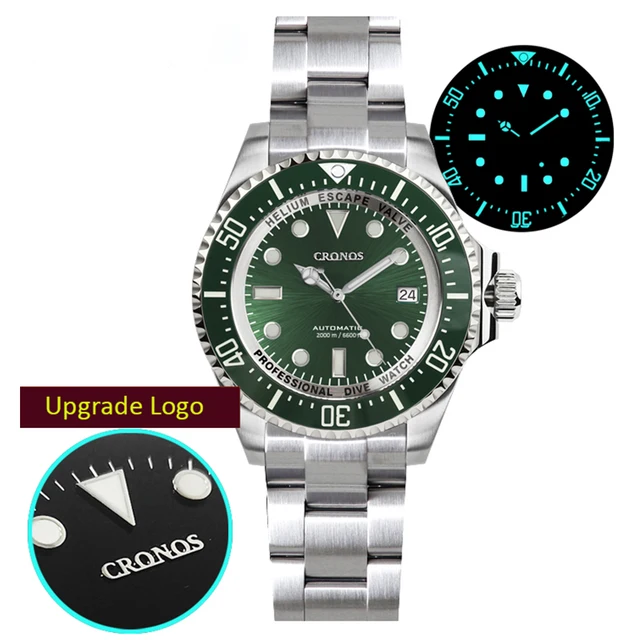 Cronos Diving Watch uomo NH35 automatico acciaio inossidabile 2000m orologi  subacquei professionali quadrante MOP zaffiro luminoso meccanico|Sports  Watches| - AliExpress
