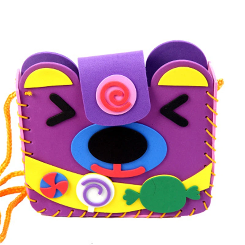 1 Set Multicolor Handmade EVA Foam Puzzles Lovely Animals Children Bags DIY Crafts For Kids Interactive Educational Toys