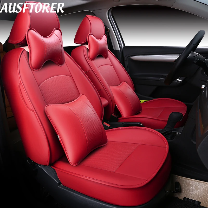 AUSFTORER Custom Fit PVC Leather Automobiles Seat Covers for Volvo S80