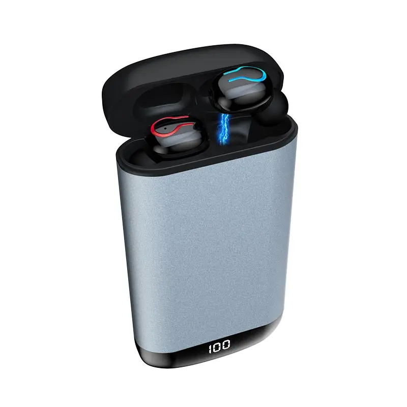 Q66 Мини Bluetooth 5,0 наушники TWS беспроводные наушники спортивные водонепроницаемые наушники power bank чехол 6D Стерео гарнитуры для телефона - Цвет: silver