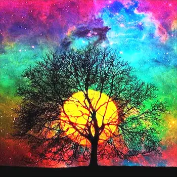 

5D Diamond Painting Sun and tree Kit Full Drill Arts Craft Canvas Supply for Home Wall Decor Adults and Kids