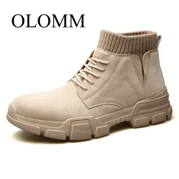 

OLOMM Martin boots men 2019 autumn new trend Korean version of tooling boots socks high boots men's shoes DD-103