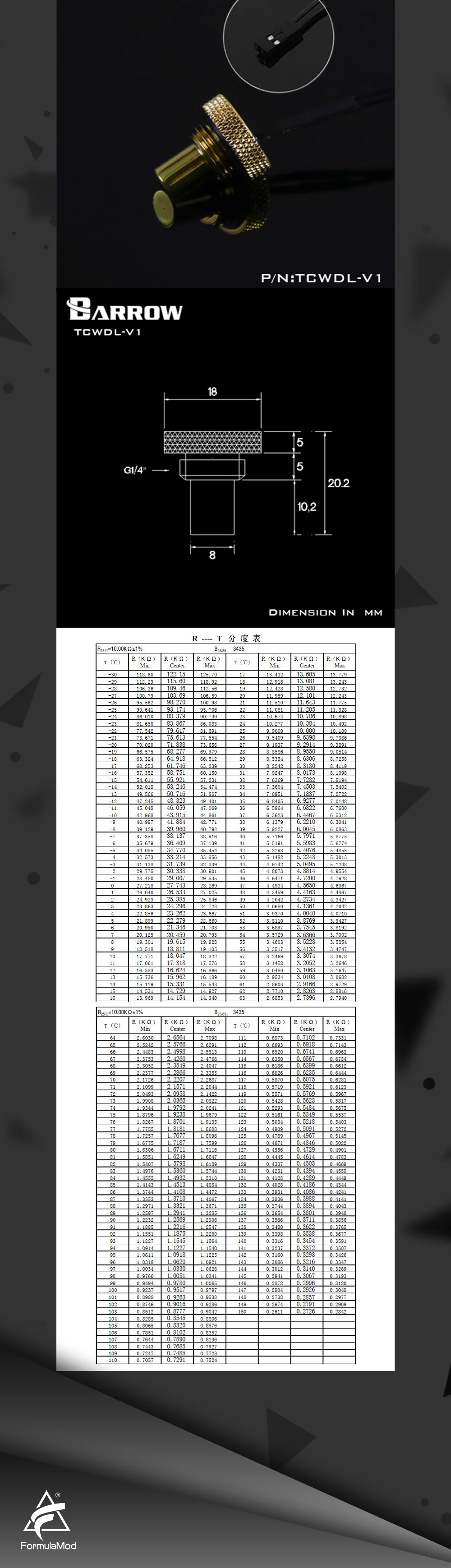 Курган TCWD-V1/TCWDL-V1, 10K температура воды стоп заглушки, G1/4 водяного охлаждения вилки, стандартный тип и Расширенный тип