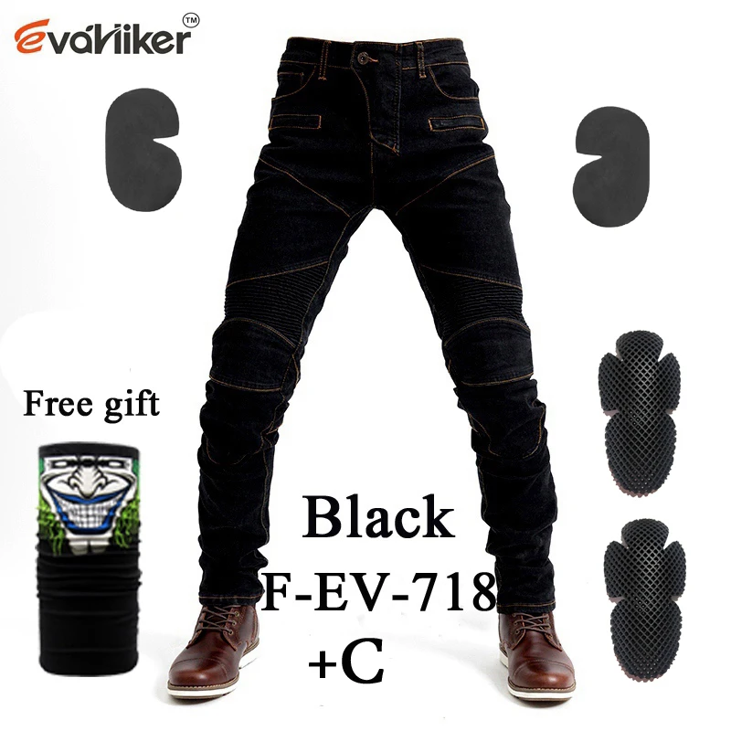 F-EV-718 Black C Высокое качество шорты джинсы локомотив с коленом протектор Rider брюки CE gear мотоциклетные шорты досуг культивировать старые джинсы Cow - Цвет: F-EV-718 Black C