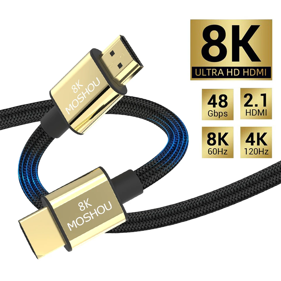 Moshou Hdmi 2.1 Cable 8k 60hz 4k 120hz 48gbps Earc Hdr Video Cord For  Amplifier Tv Ps4 Ps5 Rtx3080 Ns Projector High Definition - Audio & Video  Cables - AliExpress