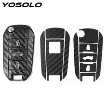 YOSOLO Car Key Decoration Carbon Fiber Protective Cover Sticker Car Key Sticker Car-styling For Peugeot 508 3008 301 2008