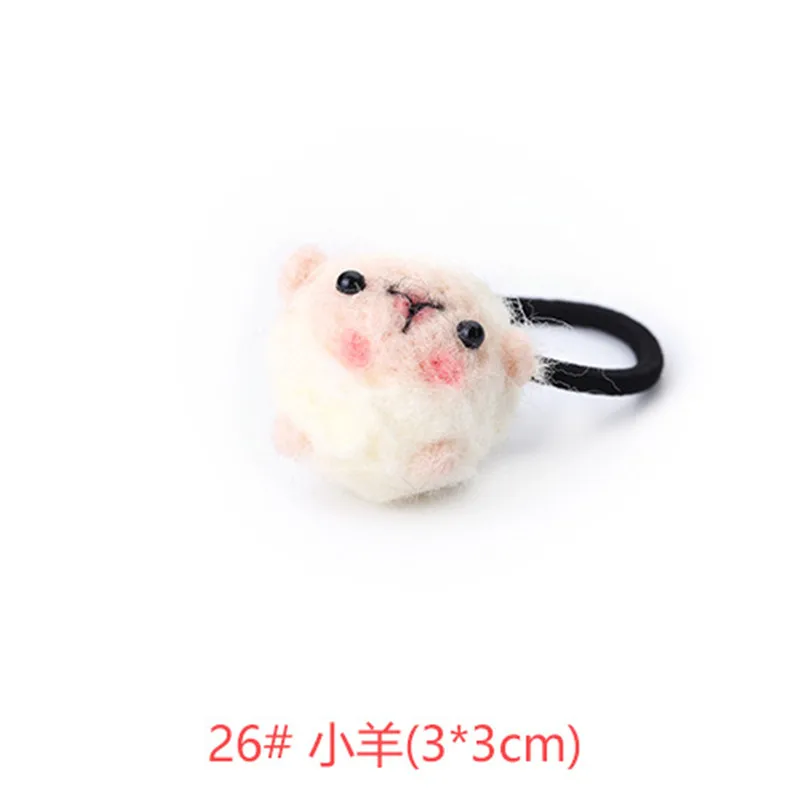 Ручная работа, шерсть, войлок, маленькие Мультяшные животные, волосы, кольцо, волосы, веревка, аксессуары для волос для женщин, девочек, детей