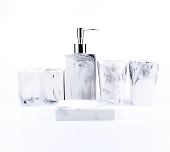

Fashion 5pcs Kit Resin Wash Bathroom Accessories Set Ceramics Soap Dispenser/Toothbrush Holder Soap Dish Bathroom ProductLFB289