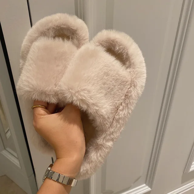 $US $59.00 Yuerui Lazy Shoes Fur Home Fashion Slippers Bedroom Slippers Fluffy Flat Bottom Girls Warm Indoor Shoes Warm Shoes No Box707-1-2