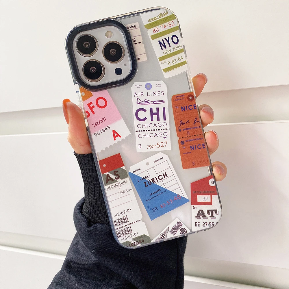 Fashion Sticker Ticket Label Phone Case For Iphone 13 12 11 Pro Max X