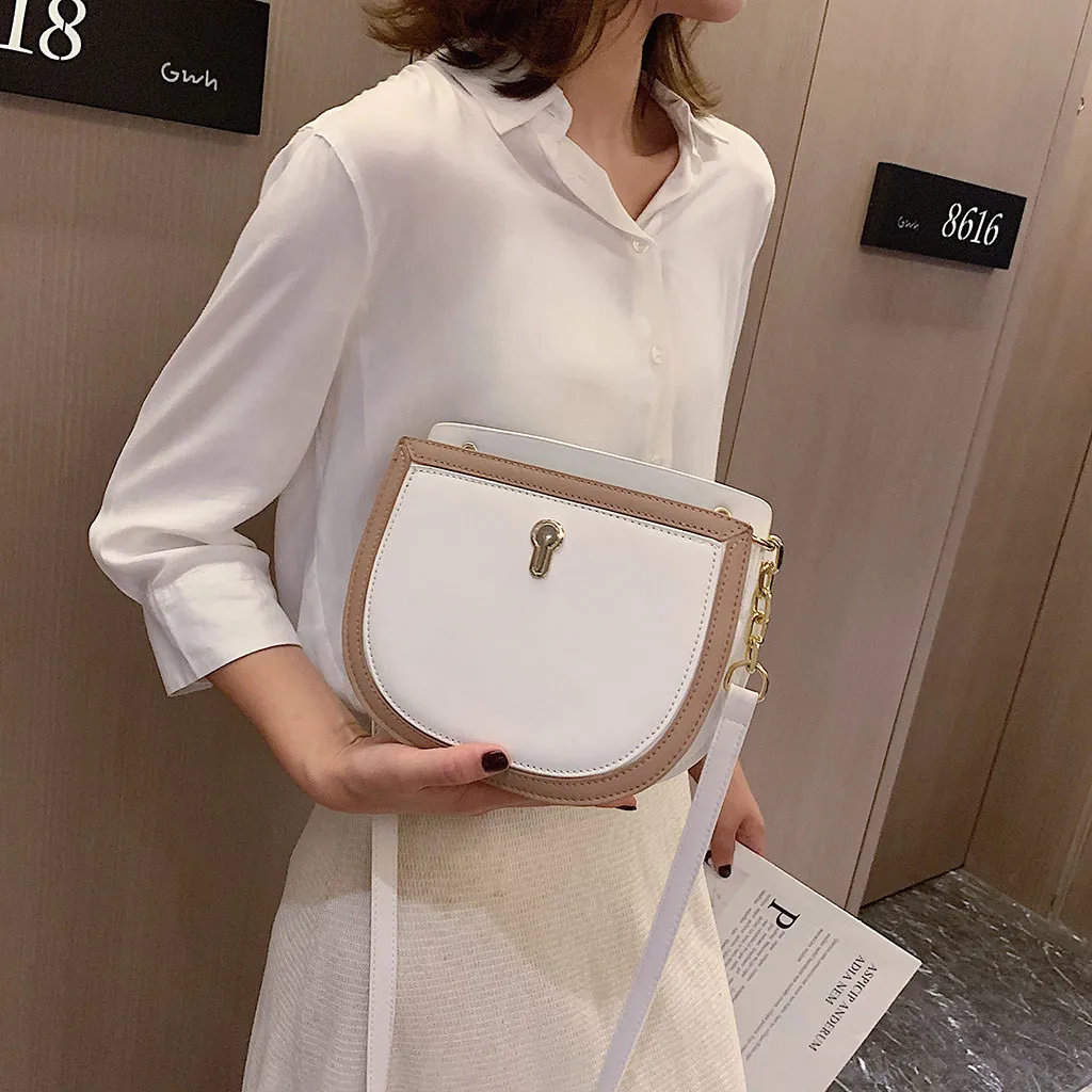 

Women Handbag 2019 Fashion Simple Contrast Color Shoulder Bag Portable Evening Bag Small Messenger Sling Bags For Women Sac