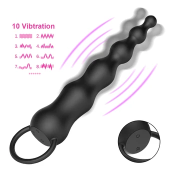 With Pull Ring 10 Modes Vibrators Anal Beads Butt Plug For Women Men Prostate Massager Vaginal G Spot Stimulator Sex Toys Erotic 1