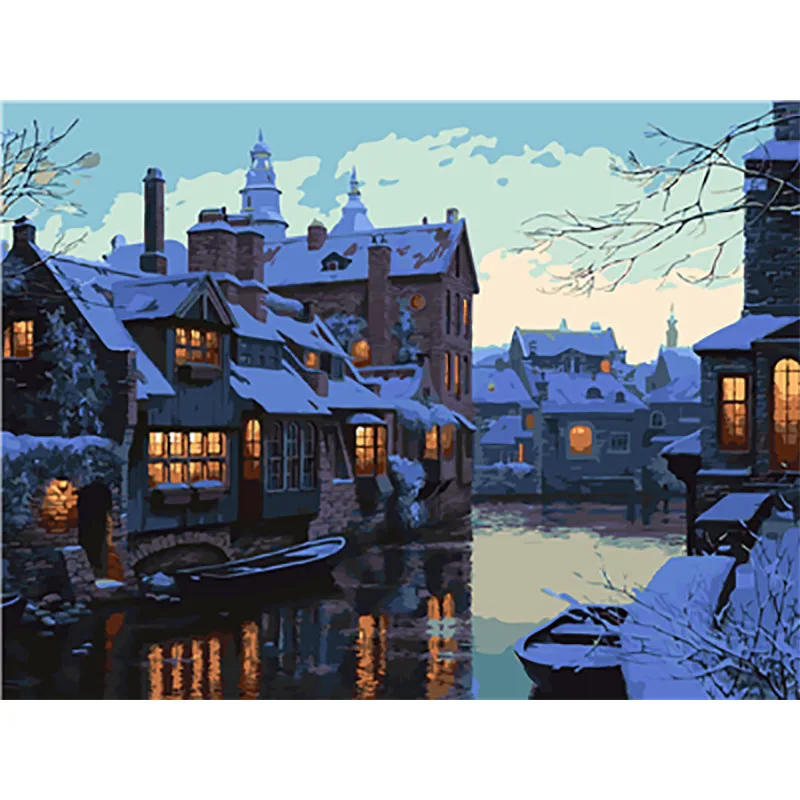 painting by number10 Зимние scenepainting по номерам краски по номеру для взрослых DIY Раскраска по номерам картина маслом пронумерованные номер картины - Цвет: painting by number10