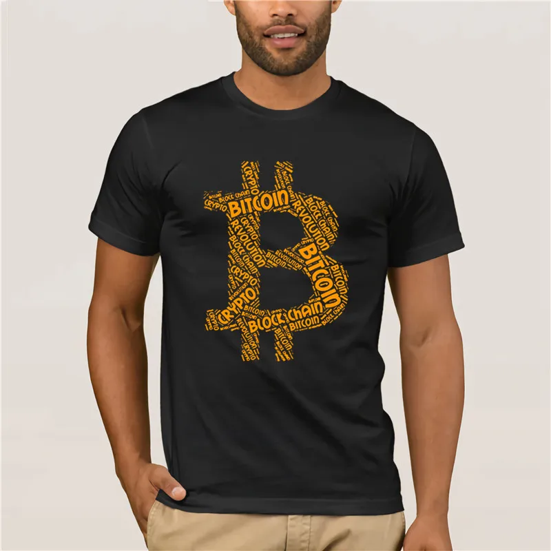 

Summer Mens T Shirt Men's Bitcoin Revolution Block Chain Crypto Word Man Round Collar Short Sleeve New Arrival Youth Neck Tees