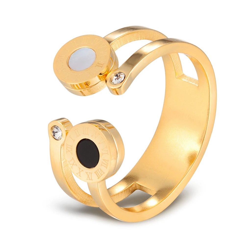 Fashion Design Roman Numerals Stainless Steel Rings Cubic Zirconia for Women Men Crystal Engagement Jewelry Accessories TYO finger ring,stainless steel ring,jewelry accessories,zircon crystal ring
