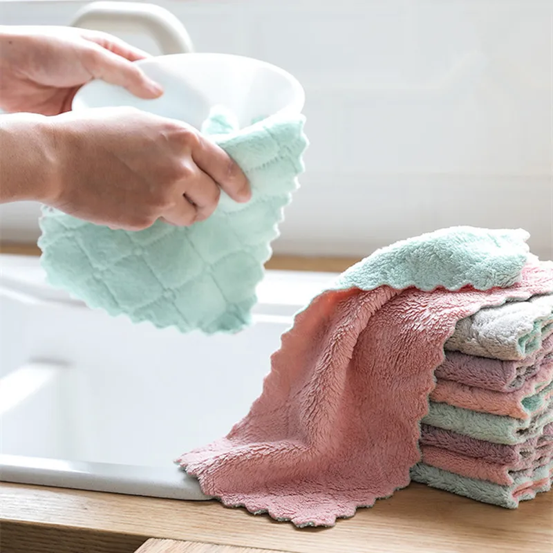 

1piece Household Cleaning Rags For Dish Washing Super Absorbent Cleaning Cloth Rag Microfiber Kitchen Towel Dishcloth Washing