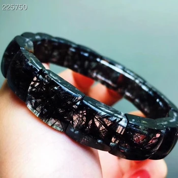 

Natural Black Rutilated Quartz Women Men 15.3x12x7.3mm Clear Rectangle Beads Wealthy Stone Bracelet Certificate AAAAA