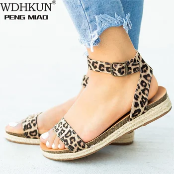 

Women Sandals Comfort Women Shoes Leopard Flat Sandals Summer Ladies Shoes Woman Sandalie Buckle Espadrilles Plus Size 43
