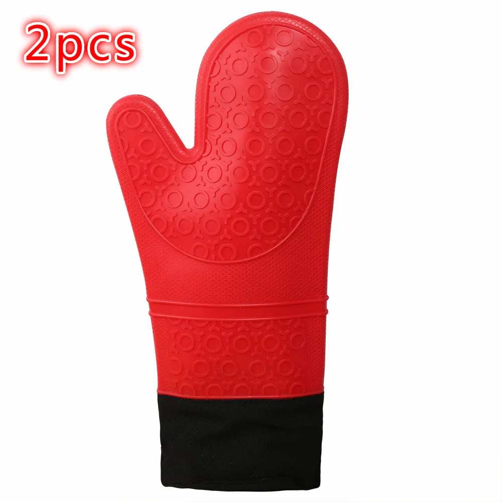 2 шт силиконовая кухонная перчатка для печи прихватка с очень длинным холщовым рукавом сшивание для гриля барбекю Силиконовые перчатки для выпечки