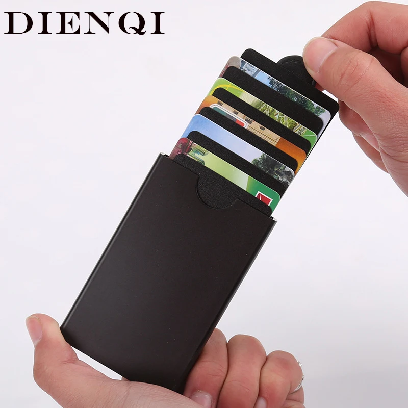 DIENQI, металлический, Rfid, мужской кошелек, минимализм, мини кошелек, Walet, мужской, ультра тонкий кошелек, сумка для денег, ID, карта, кошелек, волшебный кошелек, Portomonee