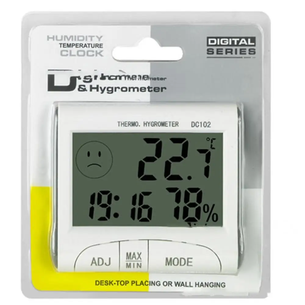  Mini LCD Digital Indoor Thermometer Hygrometer Temperature Humidity Meter Clock Desk Weather Statio