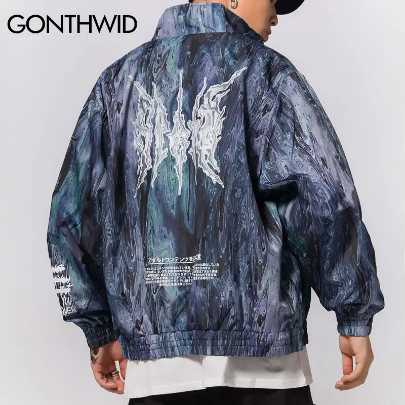GONTHWID креативный космический Принт Tie Dye MA1 бомбардировщик военные куртки Уличная