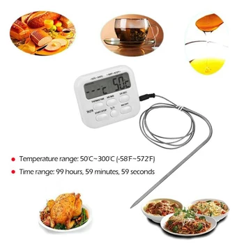 

Food Thermometer With 6 Button For Digital Electric Meat Cooking Water Probe Oven BBQ Kitchen Tester Tools