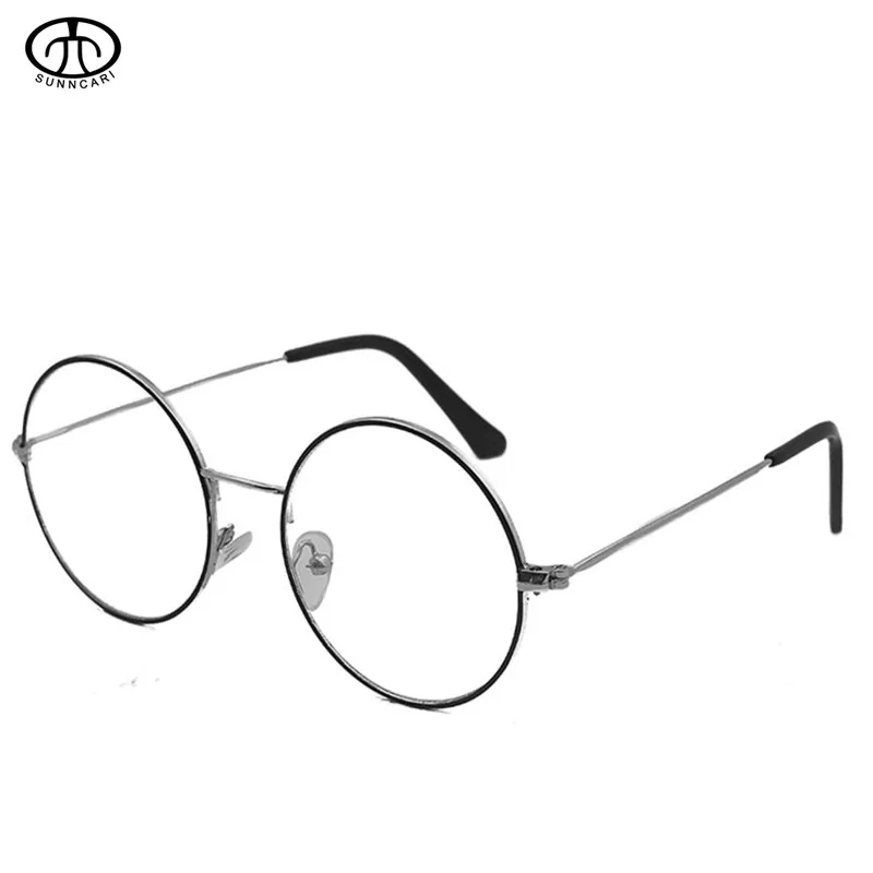 

2019 News Full Alloy Myopia Eyeglasses Frame Men Women Vintage Round Optical Prescription Glasses Solid White Lens Spectacles
