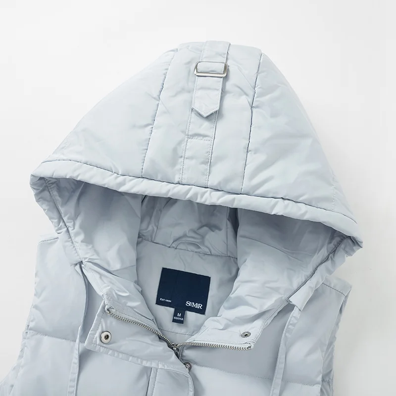 SEMIR Зимний пуховый жилет для женщин с капюшоном свободный удобный теплый жилет для девочек хит цвет ленты вниз Топы