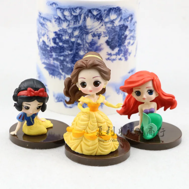 8 шт./компл. disney принцессы игрушки в виде милого героя аниме мультфильм принцесса фигурки Русалочка, Золушка, Белоснежка, куклы модели 6-8 см