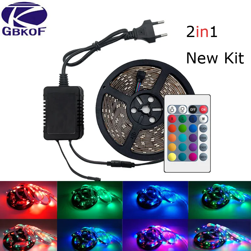 Новый комплект 2в1 Светодиодная лента светильник RGB 5050 SMD 2835 гибкая 60 светодиодов/м