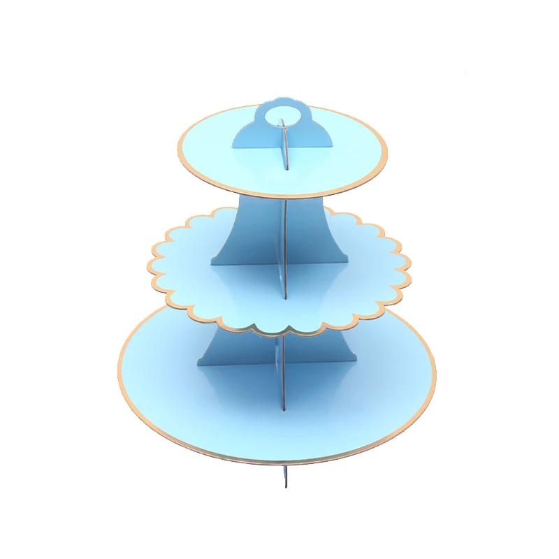 Candy Color Disposable Paper CupCake Stand Afternoon Tea Wedding Party Plates Tableware Sweets Tray Dinner Display Cake Rack - Цвет: 3 tier cake stand