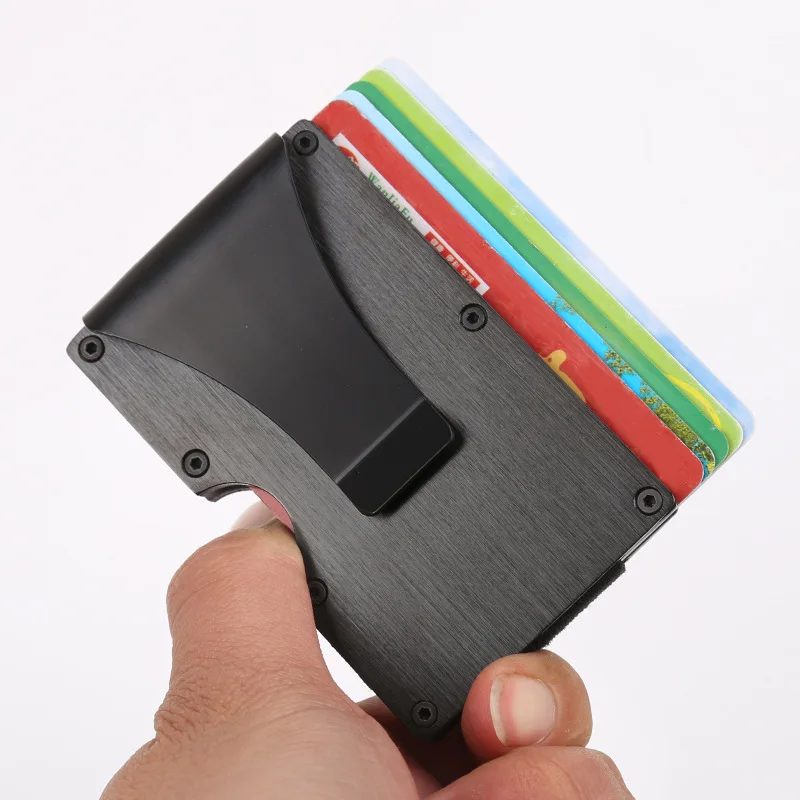Металлический держатель для кредитных карт, Rfid кошелек, 593 блокировка, портативный держатель для ID карт, Чехол для карт, мужской Алюминиевый зажим, Карманный держатель для карт