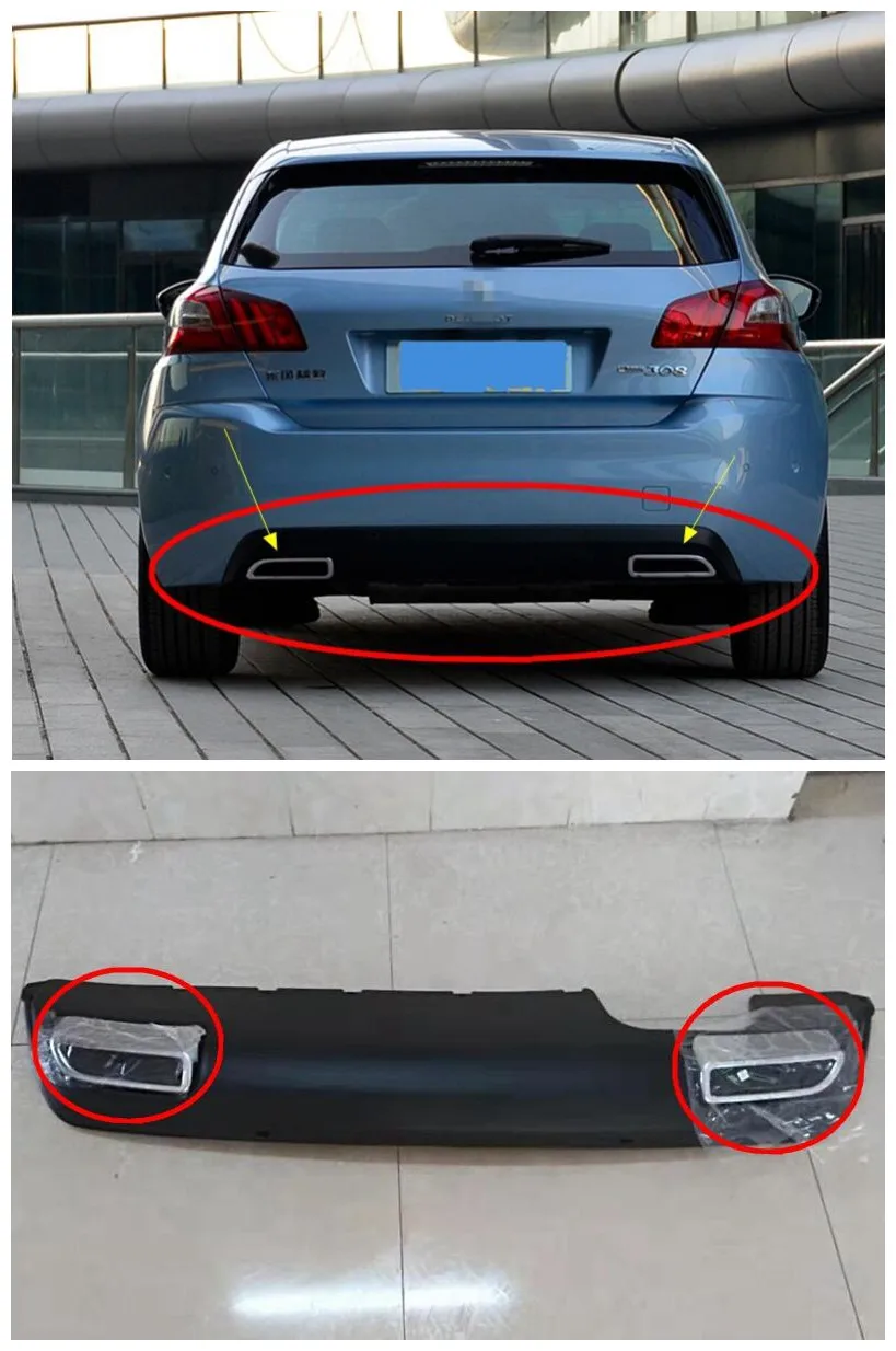 

High Quality ABS 2pcs/set chrome Tail Exhaust Muffler Tip End Pipes Decoration Tail Pipe Fits For Peugeot 308 2014 2015