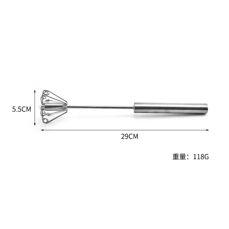 Напрямую от производителя продажи Нержавеющая сталь взбивалка для яиц полуавтоматический ручной вращающийся пуш-ап 12-дюймовый венчик для взбивания яиц-венчик для взбивания