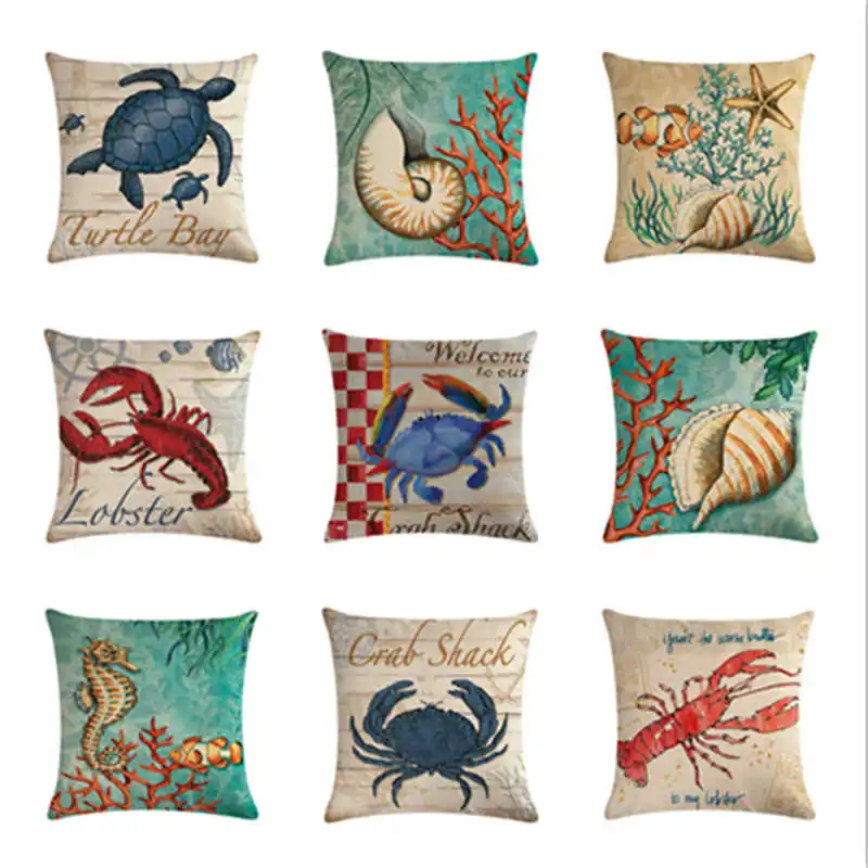 Новый коралловый Морской стиль чехол для подушки наволочка из хлопка и льна