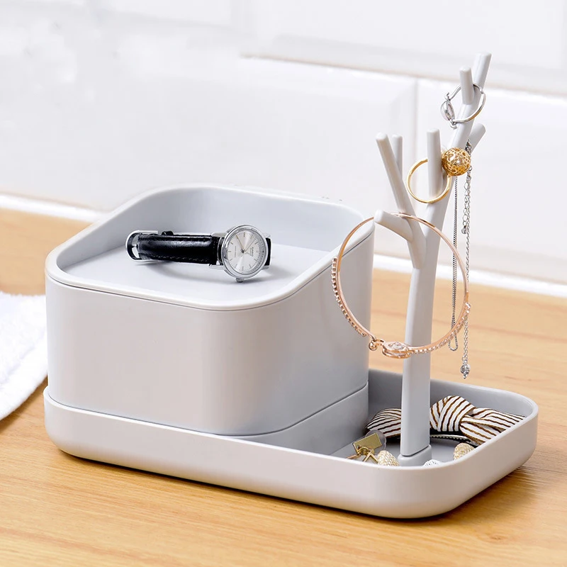 1Pcs Makeup Organizer Box Jewelry Storage Box Necklace Earring Plastic Makeup Box Home Desktop Organizer For Cosmetics