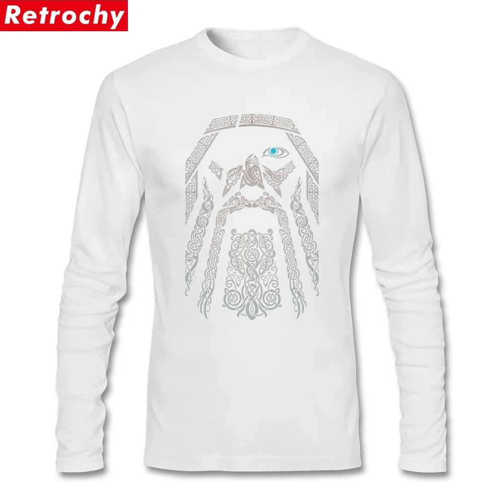 Odin Vikings футболки для мужчин милые Camiseta для мужчин с длинными рукавами хлопок Круглый вырез - Цвет: Белый