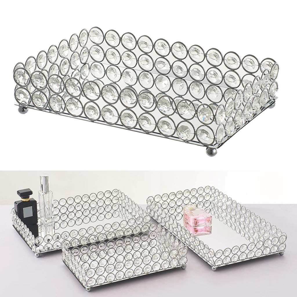Mirrored Vanity Tray Jewelry Cosmetic Perfume Bottle Decorative Tray Tray