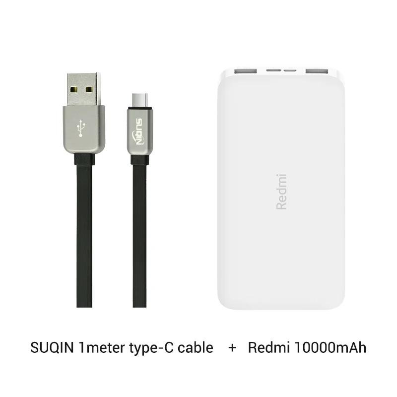 Xiaomi Redmi 10000 мАч Внешний аккумулятор внешний аккумулятор Двойной USB вход выход Двусторонняя зарядка портативный для телефона - Цвет: add Type C cable