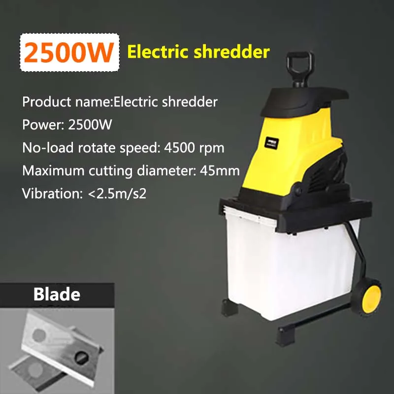50L Large Capacity High Power Electric Wood Shredder MDSZJ01 Garden Wood Shredding Machine For Industrial/Home/Gardening 220v 6