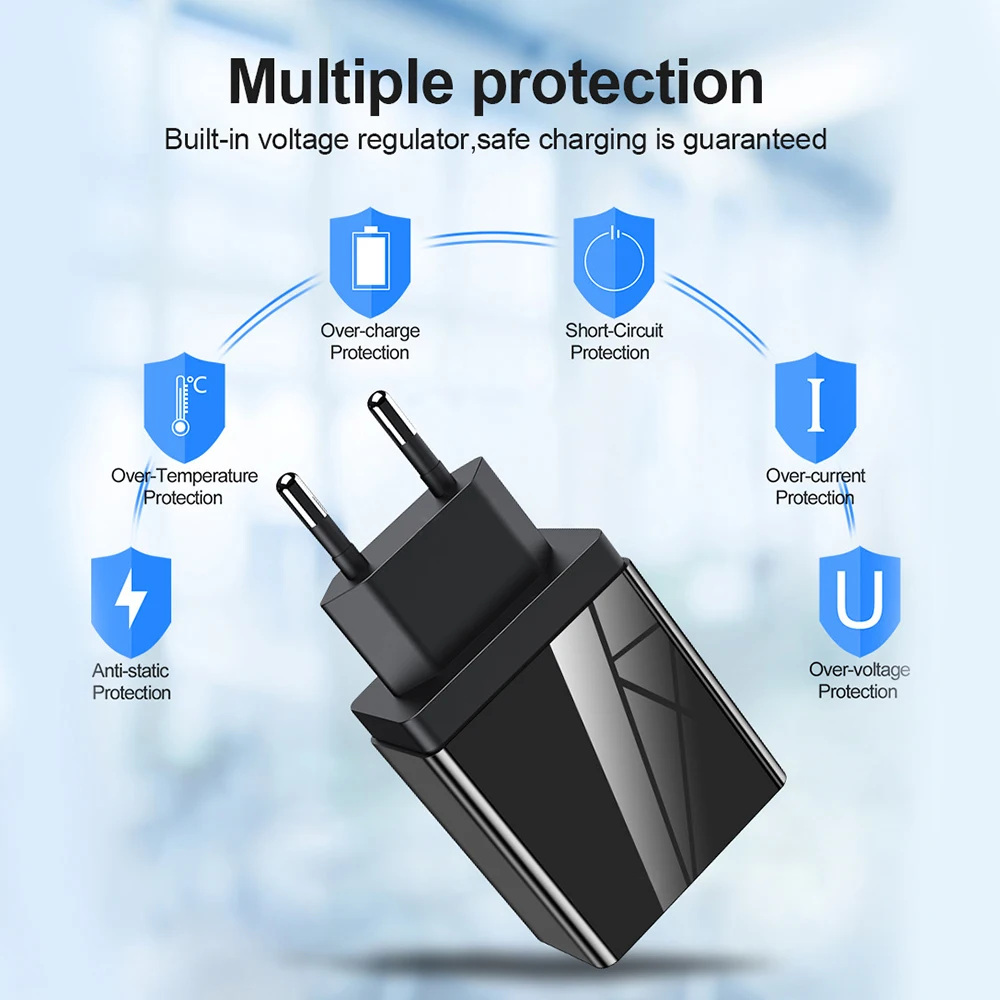 Универсальный 3 порта USB зарядное устройство адаптер Быстрая зарядка светодиодный 5 В/3.1A QC3.0 аксессуары для домашнего телефона/планшета iPhone USB настенное зарядное устройство