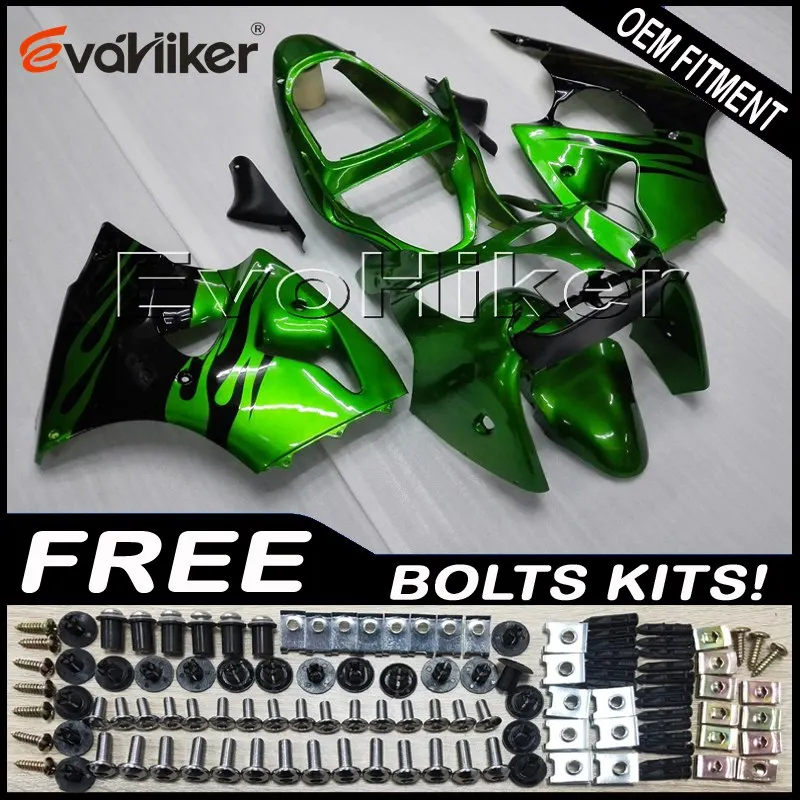 

Custom motorcycle plastic cover for ZX-6R 2000 2001 2002 green ZZR600 05-08 ABS motor panels Injection mold+gifts